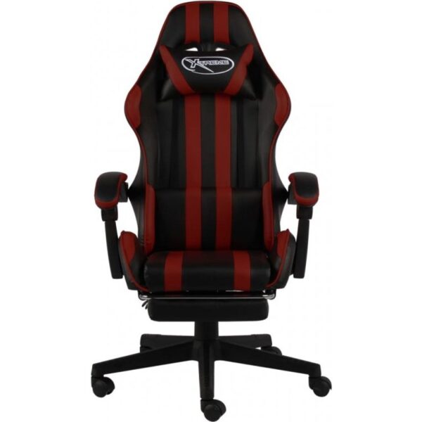 vidaxl-silla-gaming-con-reposapiés-cuero-sintético-negro/rojo-tinto-20533