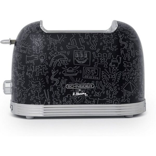 schneider-scto2kfab-tostadora-2-ranuras-815w-vintage-colección-keith-haring-negro-fashionista-scto2kfab