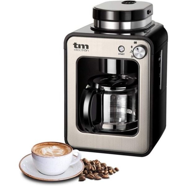 tm-electron-mini-cafetera-de-goteo-con-molinillo-4-tazas-600w-plata-tmpcf020s