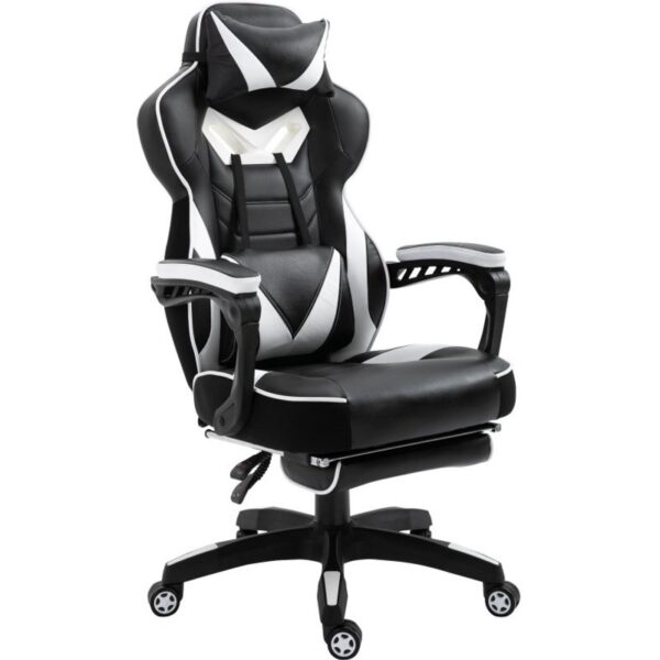 vinsetto-silla-ergonómica-con-reposapiés-blanca/negra-921-237wt