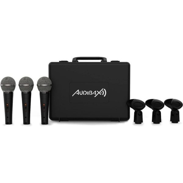 audibax-tokyo-xm1800-pack-de-3-micrófonos-dinámicos-+-maleta-+-pinzas-xm1800-audibax