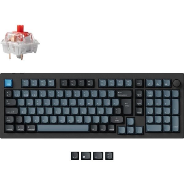 keychron-q5-pro-qmk/via-teclado-mecánico-inalámbrico-fully-assembled-knob-carbon-black-k-pro-red-q5p-m1-es