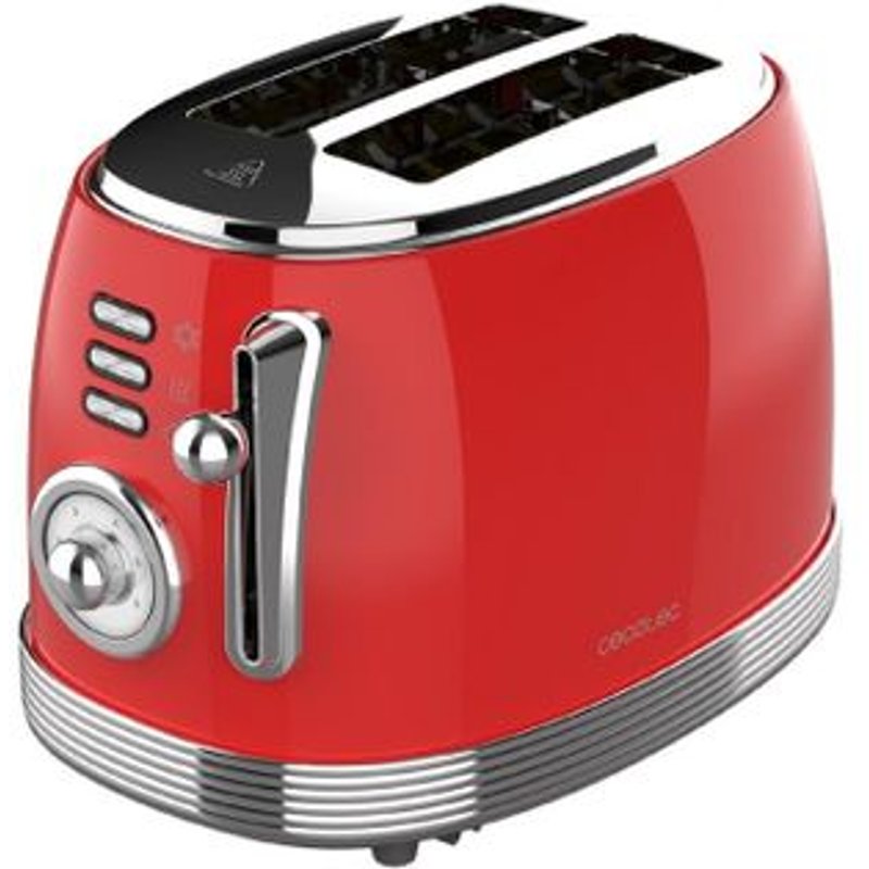 Toast&Taste 800 Vintage Light Red Tostadora de Acero con 2 Ranuras Cortas Extra Anchas 850W 03259